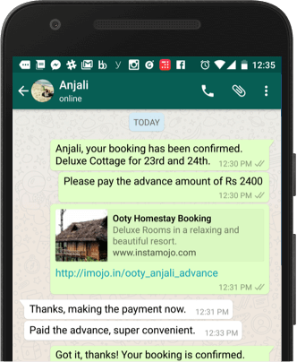 Payment Link Shared on WhatsApp